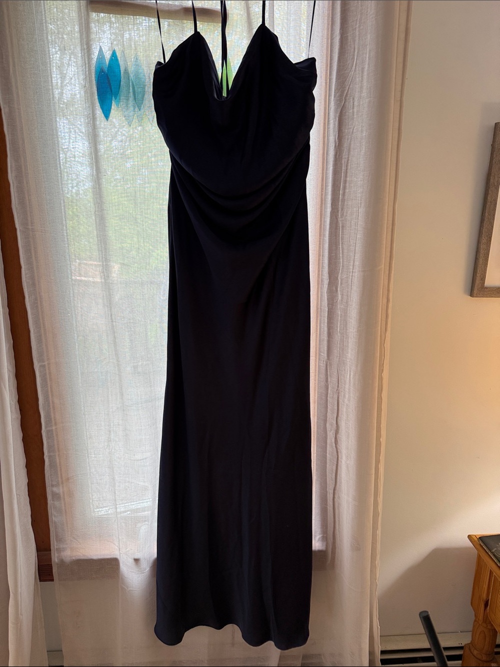 BHLDN Navy Cowl Neck Slip Maxi Dress
